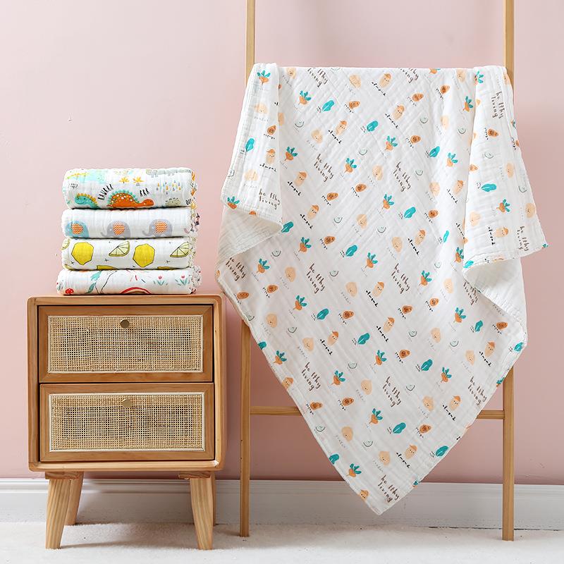 110*110CM高密纯棉纱布泡泡纱六层浴巾儿童抱被盖毯透气吸水A类