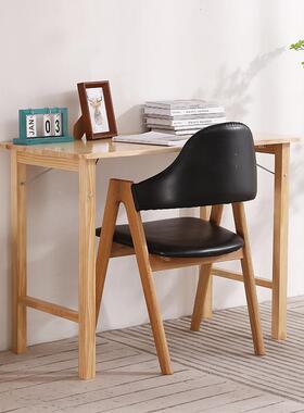 实木折DDL叠桌桌简书桌写字桌学习易桌吃便携式餐桌饭家用长方形