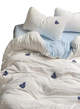 水洗棉床18202上四三件套床品超柔被套宿床单舍单套人件被罩