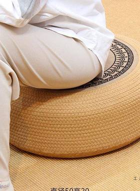 禅RLX黄麻蒲台团坐垫家用冥想垫客厅阳飘窗圆日式榻榻米打坐垫形