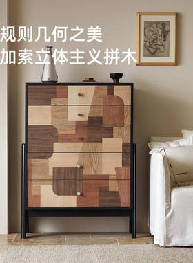 森美匠心实五斗柜简现古代卧室收纳柜木床约尾柜EUC复古立柜中储