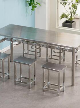 学桌校挂凳锈食堂桌椅组合JZW员工饭堂不餐钢餐4人6人8人连体餐桌