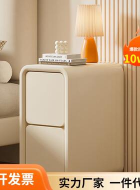 小奢户型床头柜窄床款现代约小型MGO窄小免安装轻窄边柜奶简油风