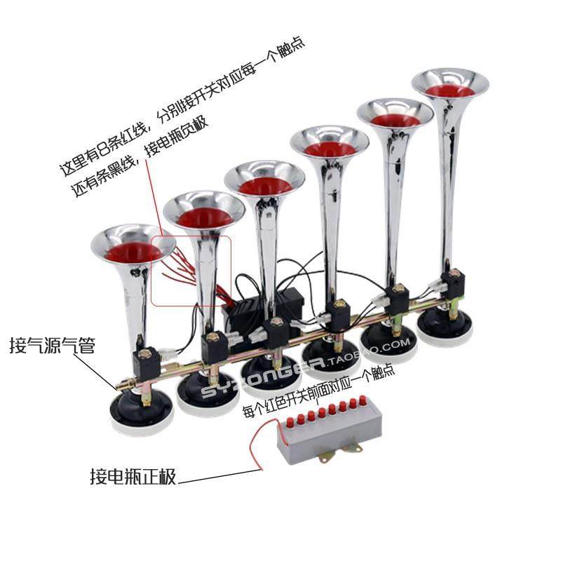 赛众SY2ZOER喇六管八音卡车电控气喇叭12V/4V82905金属N管音乐气,农机/农具/农膜,其它农用工具,淘宝优惠券,粉丝福利购,淘宝优惠卷