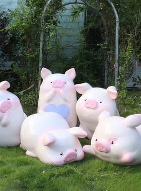 装户外卡通萌20929猪雕商塑玻璃钢园区坪场店草铺幼儿园饰可爱猫
