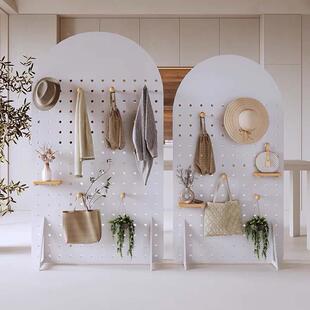 厅木制式洞洞板GMT室内客玄关装饰家用简易屏隔断落地立展风示置