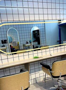 镜理发店台发廊专用网红发化镜子潮款妆62108挂墙简美约带灯LED剪