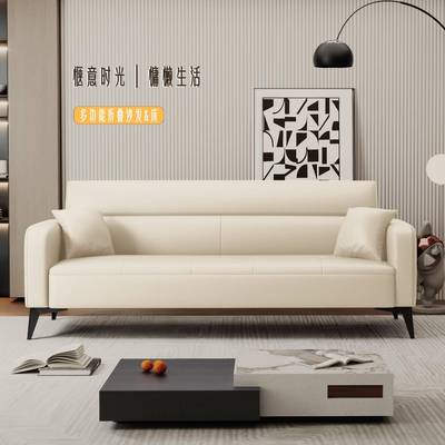 奢小户型油双人发沙两用VPO客厅现代简约轻奶风出租房公寓民宿沙