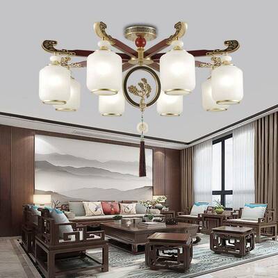 式楼大吊灯新中式全复铜木中国风实别墅挑空跃层楼中NTD灯楼客厅6