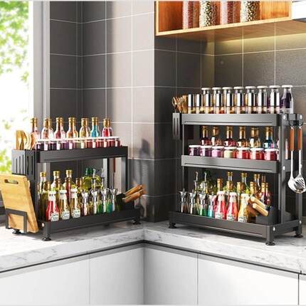 厨房挂置物架调味料佐料料组功合套装多能酱油醋瓶ZYN调悬双层置