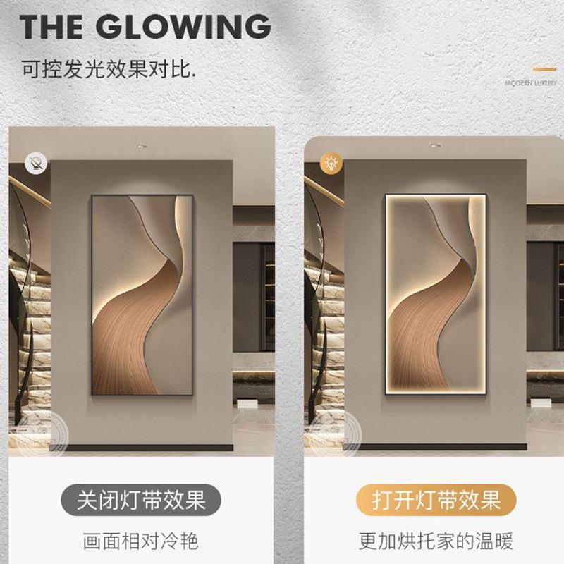 代简玄关带灯装饰画极简抽象过道画走廊挂现轻奢LE约D氛围94589灯壁画