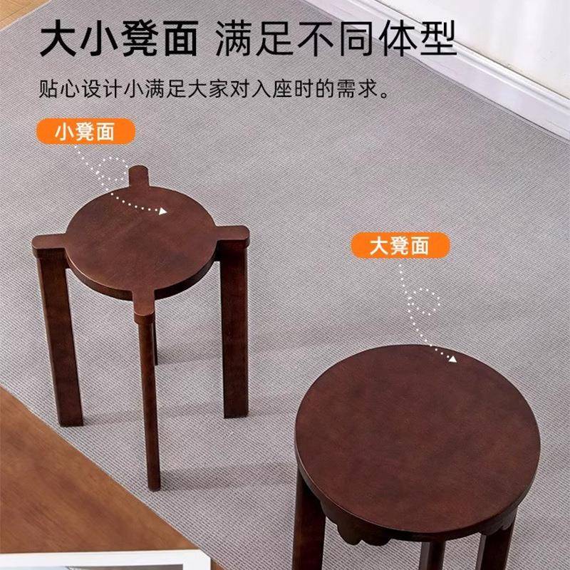 实木可叠放茶21571几组合凳子叠叠用乐圆凳叠餐桌待客备折凳带滑轮椅子