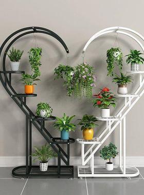 花架阳台多层花盆架客厅红ITU置物架落装多层饰室网地内铁艺心形