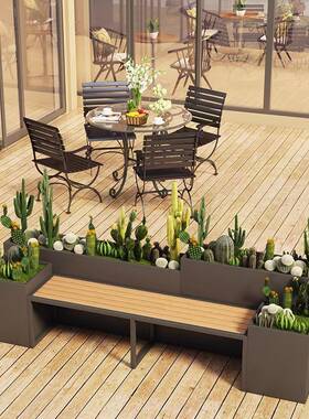 户外箱座椅庭院场街摆道外坐凳花花坛售楼部隔断种WHJ植箱花商坛