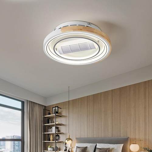 风扇灯极简圆形极简原木隐形无叶风扇护眼灯吸顶灯中山灯具灯饰