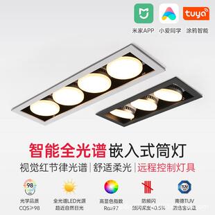 led筒灯嵌入式全光谱客厅卧室无主灯方形双头四头筒灯GX53斗胆灯