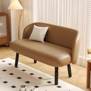 公寓网红小型复古沙发双人真皮卧室小沙发椅法式奶油风客厅沙发