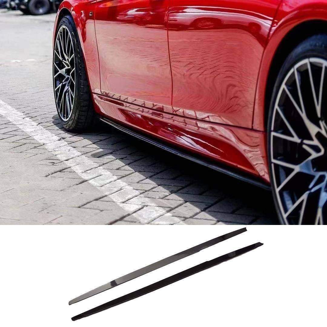 适用宝马3系12-19款F30MP款改装侧裙小包围侧扰流碳纤维亮黑