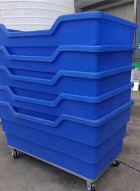 山东pe塑料周转桶洗衣房布草收纳车超大承重静音轮子