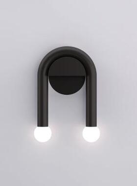 北欧简约黑色壁灯时尚创意客厅卧室床头书房酒店过道设计师壁灯