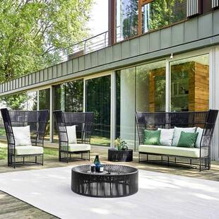 户外庭院家具欧式藤编大圆床懒人休闲沙发藤椅别墅花园可拆分圆床