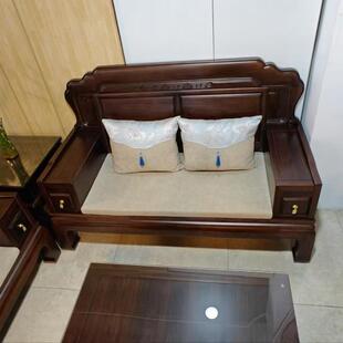 新式实木沙发家中用客发厅格木沙发耐用质沙别墅夏冬两用FNM组合