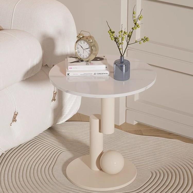 奶油风MYJ轻奢岩板几客厅卧沙发茶几床小边圆桌阳台室边现代创意