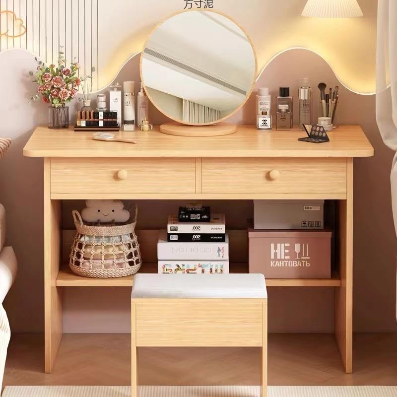梳头见详情台书桌一体奶油风化妆桌妆室现代简约卧家用床桌子化妆