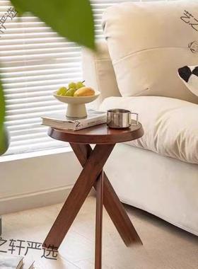 CYV黑色桌实木茶小边几沙发圆子床头柜中复客古风法式矮置物架厅