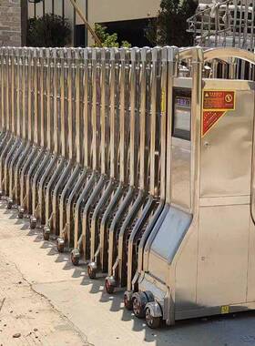 门不锈钢伸IZC板缩门电推动大门铝合金庭院拉学校自动门工地折叠