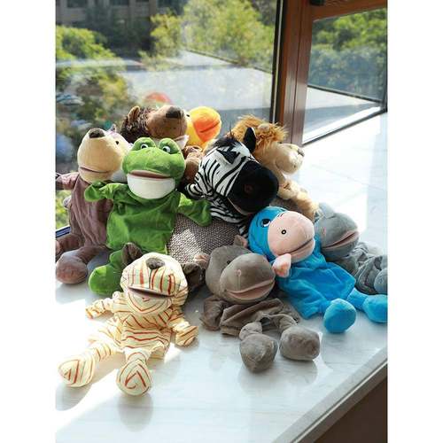 张嘴手偶XGN玩具嘴巴能动园教具手指儿玩偶幼长套腿大灰狼手布偶