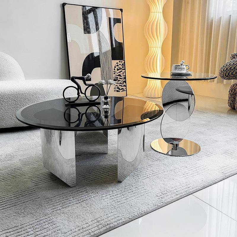 意式钢化玻璃茶几户现代简约小家型用NW-5060圆m形iontti极简悬浮