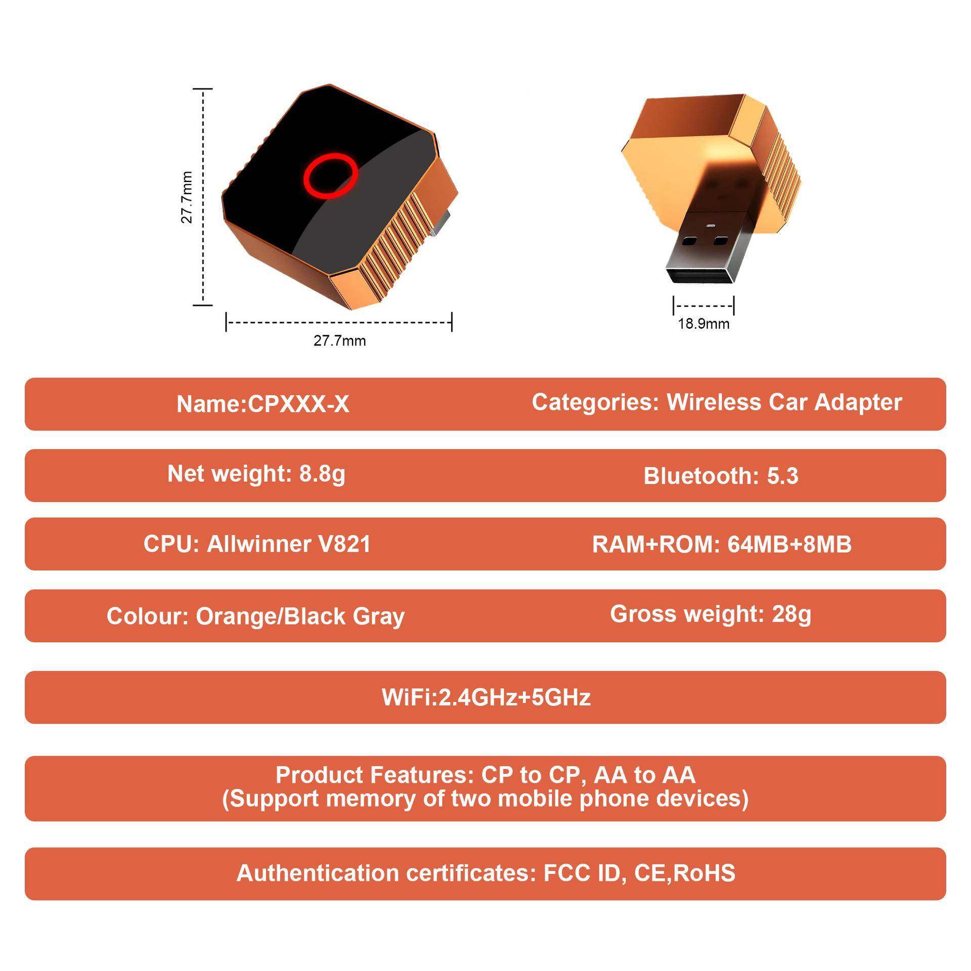 爆通款香橙色车载互联盒安卓子车机双道有线转无线ClarP无品牌/ay,饰品/流行首饰/时尚饰品新,DIY配件,淘宝优惠券,粉丝福利购,淘宝优惠卷
