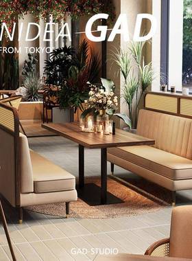 UN餐商用实木编卡座ZYF沙发东南亚厅藤餐厅饭店餐饮店西餐厅桌西