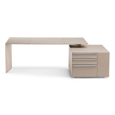 意式极简高皮艺书桌C..O.Cu46616beDe老sk总裁板办端公实木电E脑