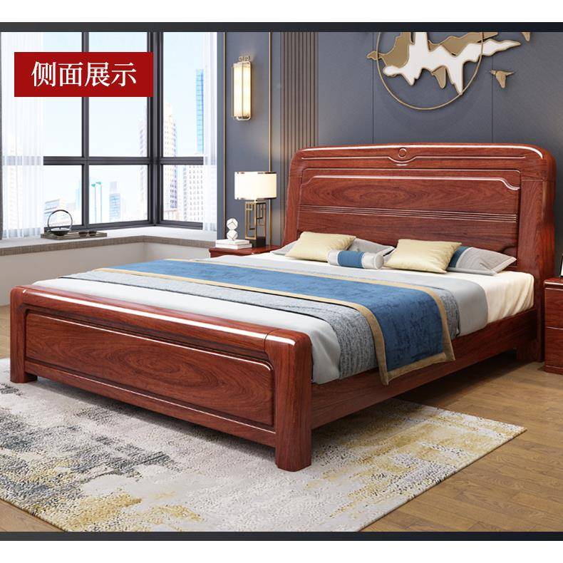 金花梨木米实木床1.8双人大床新式1.金花梨木5m小户中型代简约卧