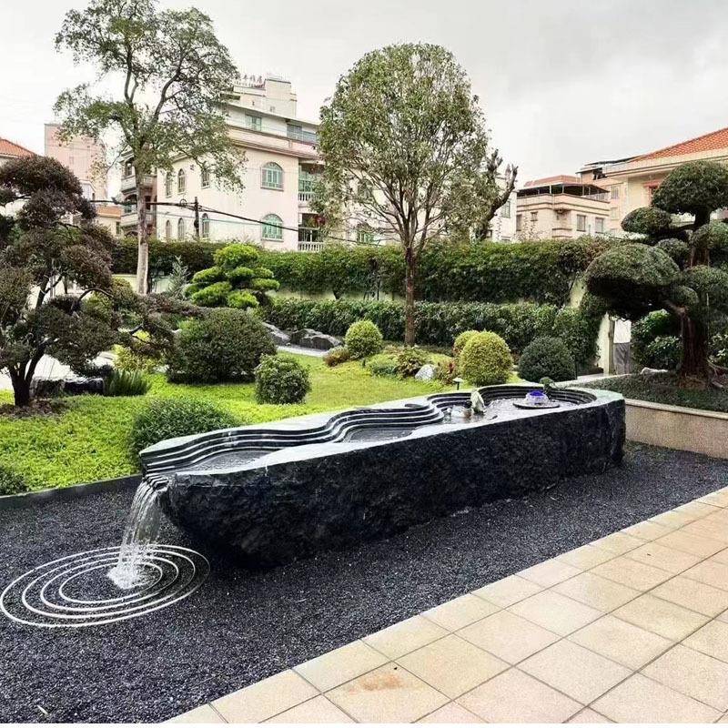 山石钵流水日黑式石槽水钵户外庭院花园XYP喷泉花盆造景石景观装