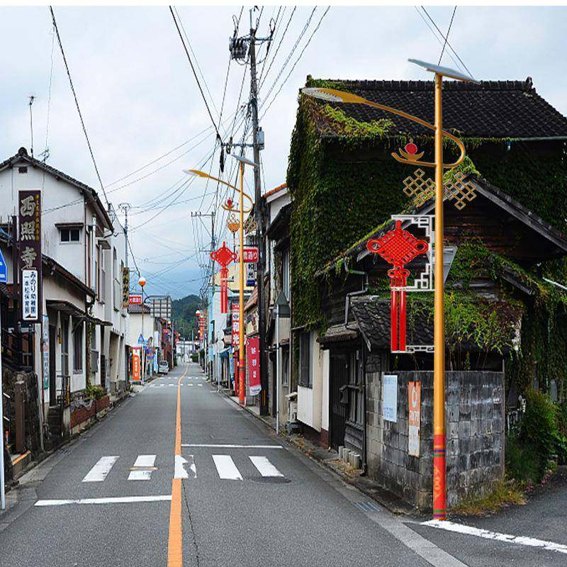 5农村体化道路亮化造型图案路灯一HNJ火金炬色中国结太阳能路米灯