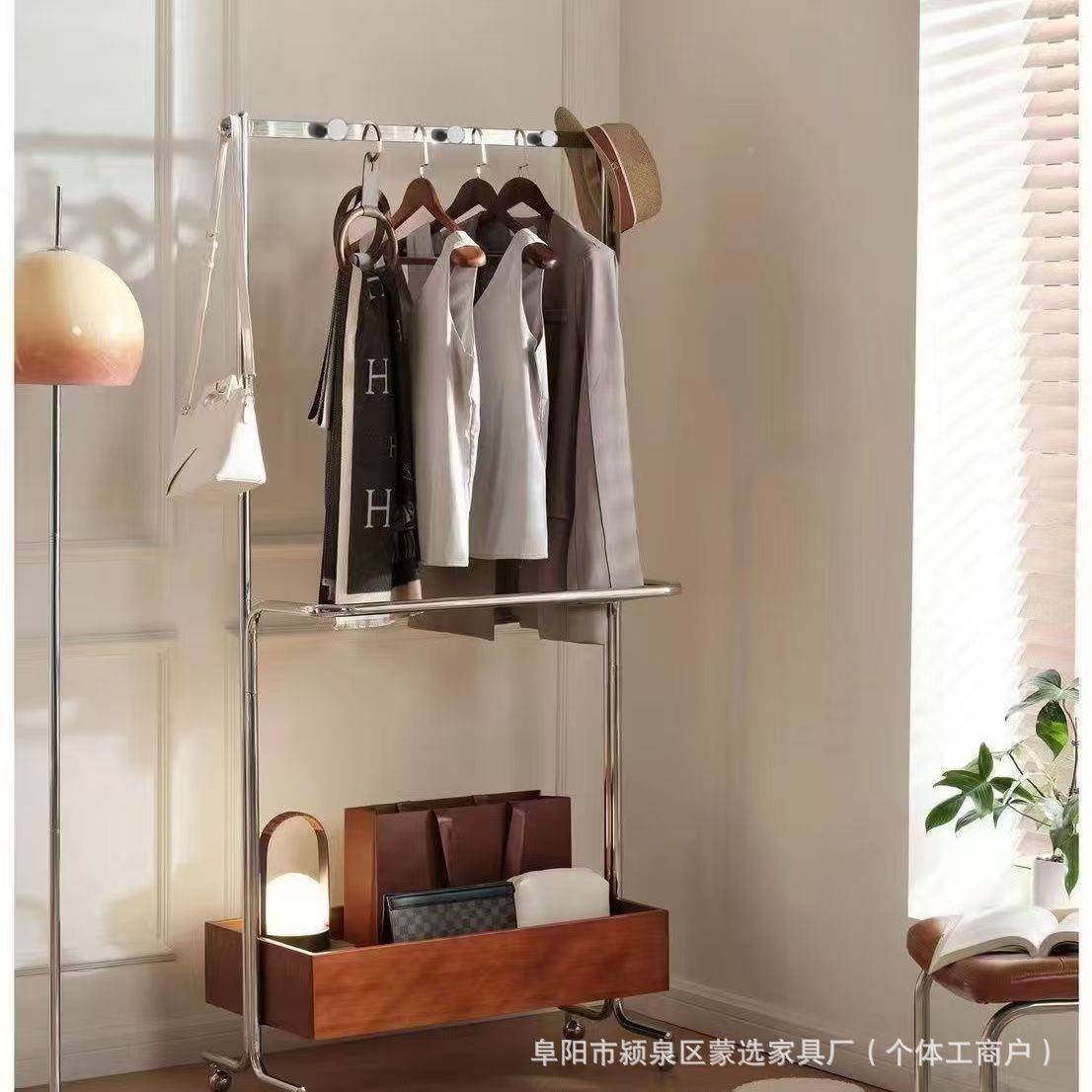 衣架落地卧室间现代衣帽架挂室内立简咨询客服约可式移动房置物架