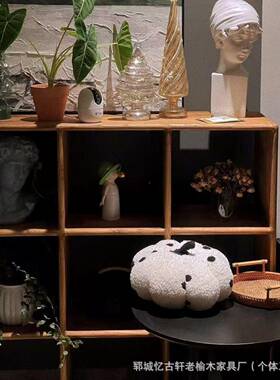 用新款老榆FUD木书柜落地家书架简格子储物柜客式厅阳台绿易植装