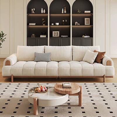 奶油风泡棉花糖布猫抓沙发客厅小户型直排三72041人位云朵技布芙