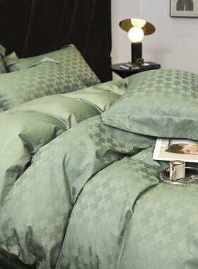 1X高档出口单240支L双棉股长绒四件套全棉纯棉贡缎被套床ILJ笠床