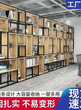 落公地多层书架客厅实木屏风美铁艺JXP收纳架架式置物办室隔断展