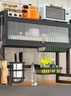 厨房水槽置物架台面碗碟池碗柜多FHU能功水防尘带柜门碗收盘纳沥