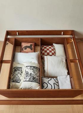 新橡木简约现代0级实E木床带夜可储款灯OGY物小户型悬浮设计