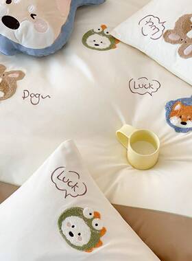 绣四套11777件全棉男女刺被套床品卡通纯棉儿童S100磨毛刺绣高档