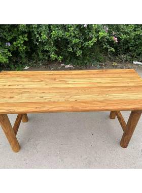 老榆木茶桌F77H9TTH实木木餐桌复古长办桌公简约桌原木吧台民宿茶