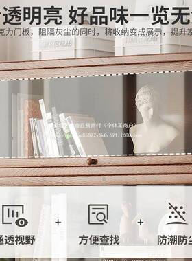 实木书架尘地胡桃93513色厅防仿玻璃门落美式收纳储物客置物柜家
