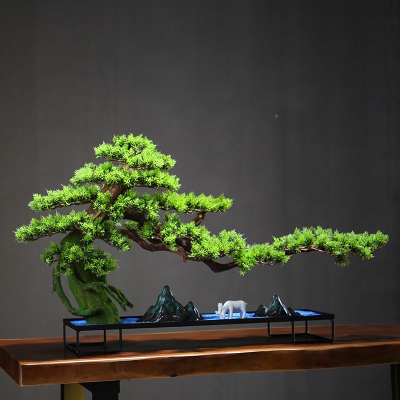 大型迎客公松罗汉松美人松摆CMZ件玄办室装桌面酒店关饰盆景景观