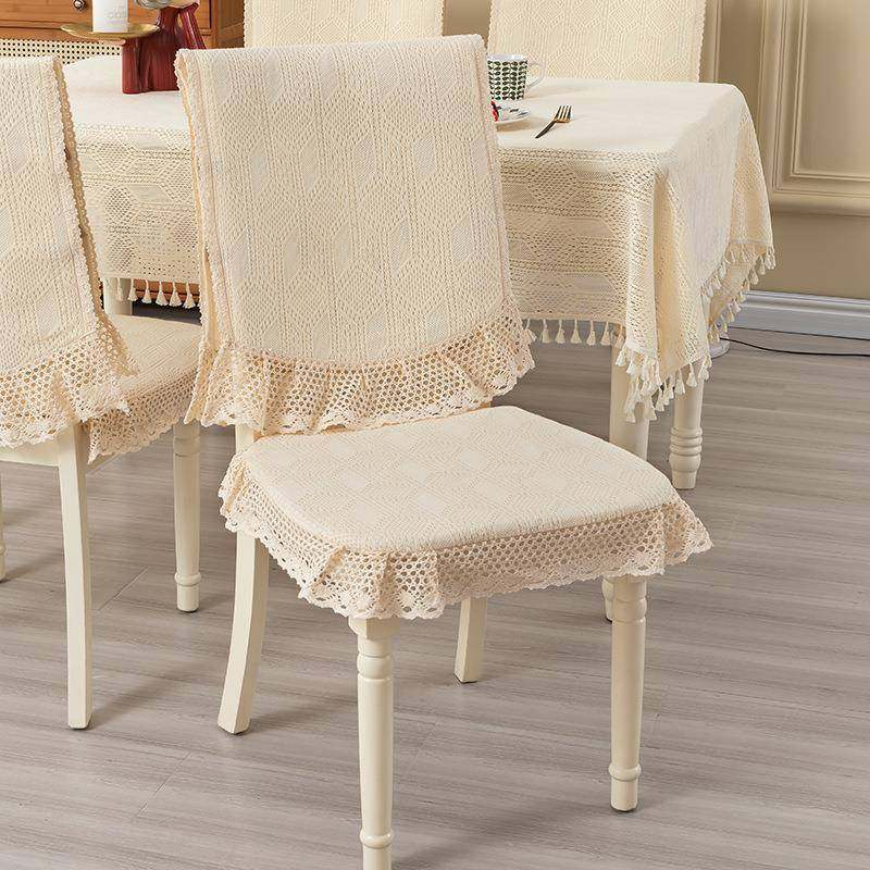 新款桌法蕾式奶油风现代小清新OQX丝餐桌布布椅艺布餐椅套垫椅子